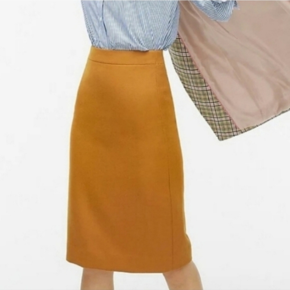 J. Crew no.2 Wool Pencil Skirt Mustard Yellow Size 00 Lined Back Slit